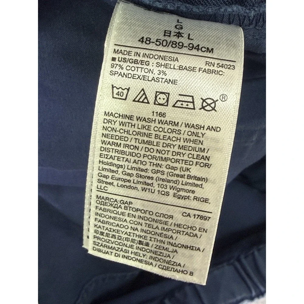 Gap Pants Mens Large Blue Joggers Elastic Waist‎ Drawstring Stretch Pull On
